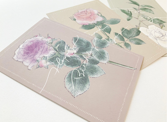 ピンクオレンジのバラのポストカード Thank You【A-1】 4枚目の画像
