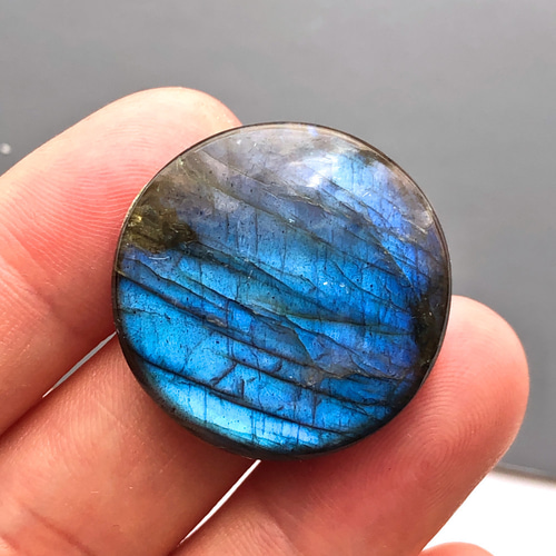 ラブラドライト[592] 27mm 48Cts 円形 ルース ／天然石 ／ カボション