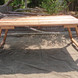 【受注生産】折りたたみローテーブル　古仕上げ  キャンプ ダメージ加工 アイアンバー③ 2枚目の画像