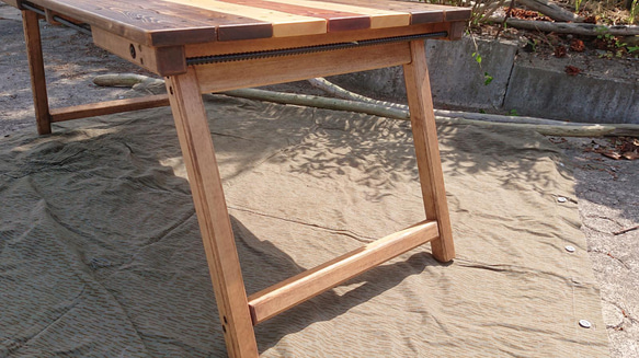 【受注生産】折りたたみローテーブル　古仕上げ  キャンプ ダメージ加工 アイアンバー③ 5枚目の画像