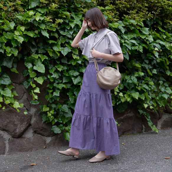 Morino Gakko 輕鬆漂亮的亞麻棉疊層裙（紫色）Berry Peri 第17張的照片
