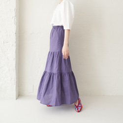 Morino Gakko 輕鬆漂亮的亞麻棉疊層裙（紫色）Berry Peri 第15張的照片
