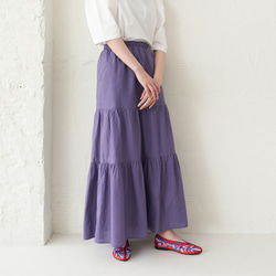 Morino Gakko 輕鬆漂亮的亞麻棉疊層裙（紫色）Berry Peri 第8張的照片