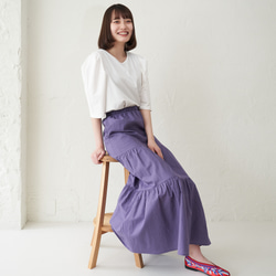 Morino Gakko 舒適美觀亞麻棉質多層裙 (紫色) Berry Peri | mg-sk14-pa 第11張的照片