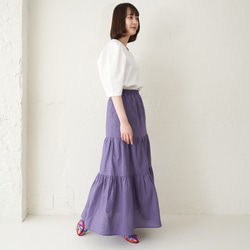 Morino Gakko 舒適美觀亞麻棉質多層裙 (紫色) Berry Peri | mg-sk14-pa 第4張的照片