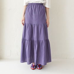 Morino Gakko 輕鬆漂亮的亞麻棉疊層裙（紫色）Berry Peri 第1張的照片