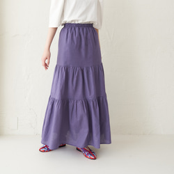 Morino Gakko 舒適美觀亞麻棉質多層裙 (紫色) Berry Peri | mg-sk14-pa 第2張的照片