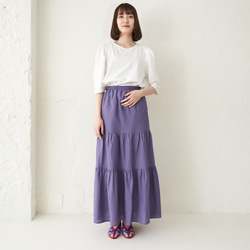 Morino Gakko 輕鬆漂亮的亞麻棉疊層裙（紫色）Berry Peri 第16張的照片
