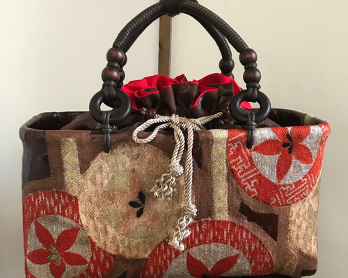 Anjupi様オーダー商品】一閑張り籠バッグヴィンテージの帯を