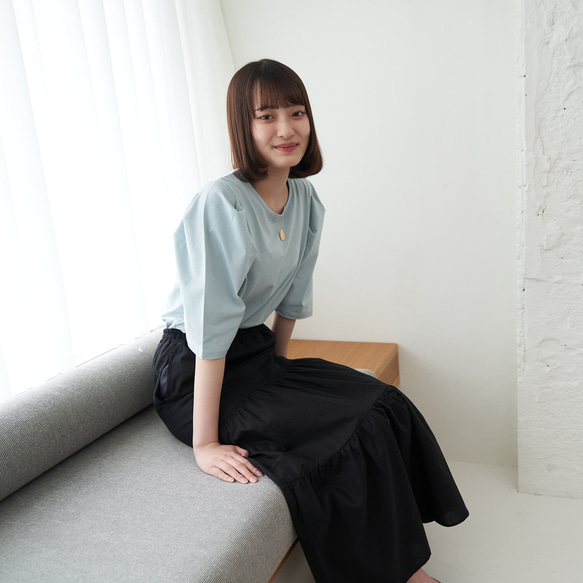 Morino Gakko 亞麻棉疊層裙 [黑色] 第17張的照片