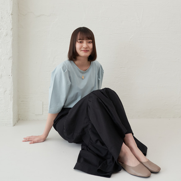 Morino Gakko 亞麻棉疊層裙 [黑色] 第19張的照片