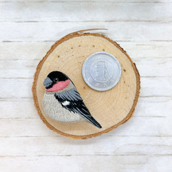 ウソ　刺繍　ブローチ（　野鳥　鳥　小鳥　） 13枚目の画像