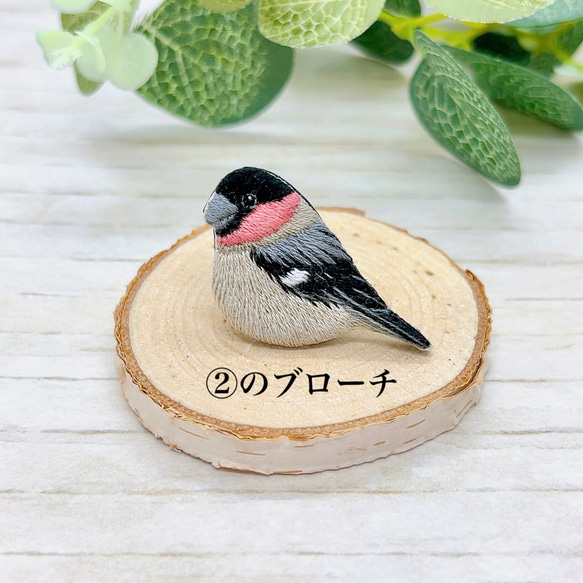 ウソ　刺繍　ブローチ（　野鳥　鳥　小鳥　） 8枚目の画像