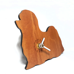 手作り木製動物置き時計[ハッピーズー - マルチーズ(長毛)] 3枚目の画像