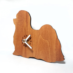 手作り木製動物置き時計[ハッピーズー - マルチーズ(長毛)] 4枚目の画像