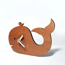 手作り木製動物置き時計【ハッピーズー 鳥 クジラ】 5枚目の画像
