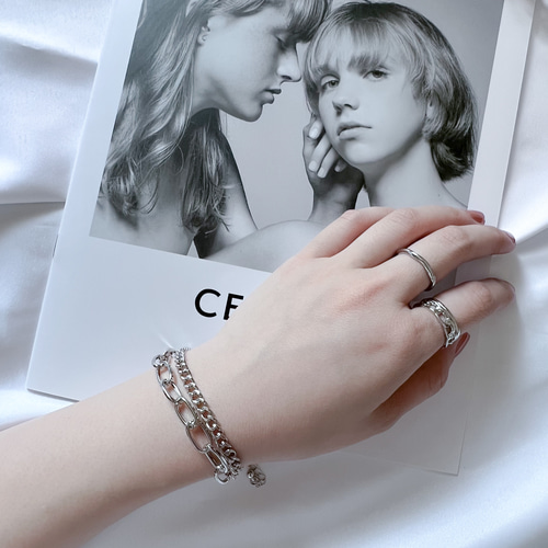 再販×6 【送料無料】 ブレスレット シルバー チェーン 重ね付け 二重