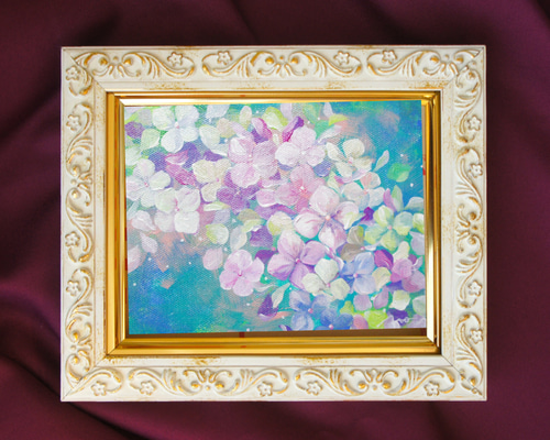 一点モノ再販ナシ【紫陽花の絵】F0 あじさい アジサイ 花 誕生日