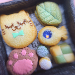 ミニチュアクッキー　ねこ　抹茶　クッキー缶　ミニチュアスイーツ　ミニチュアフード　miniature  Cookie 8枚目の画像