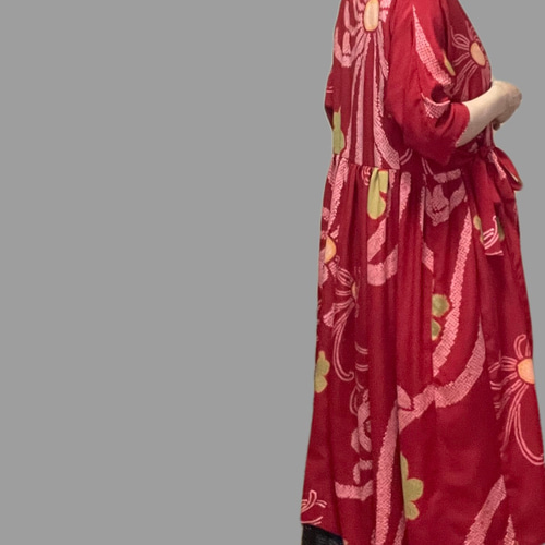 着物リメイク 絞り柄のカシュクールワンピース ワンピース Jun