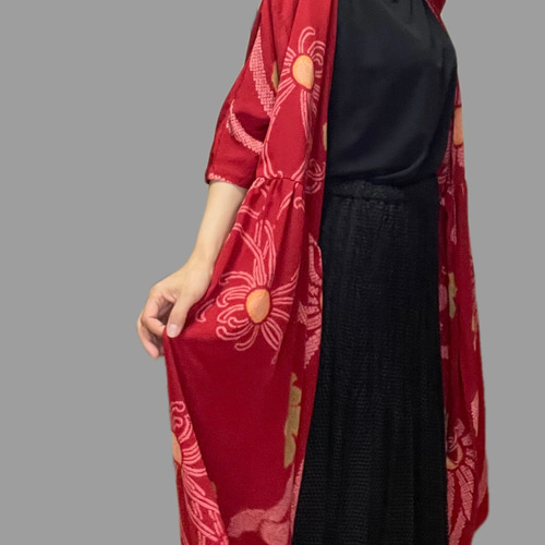 着物リメイク 有松絞りのワンピース/フリーサイズ kimono