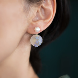 淡水珍珠和biidoro穿孔耳環/無孔/繡球 第7張的照片