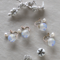淡水珍珠和biidoro穿孔耳環/無孔/繡球 第4張的照片