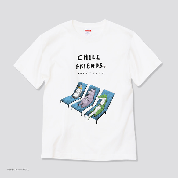 「CHILL FRIENDS」コットンTシャツ/送料無料 3枚目の画像