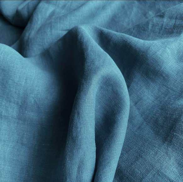 洗いざらしリネン生地 中薄 上質 アンティークブルー50cm〜 1枚目の画像