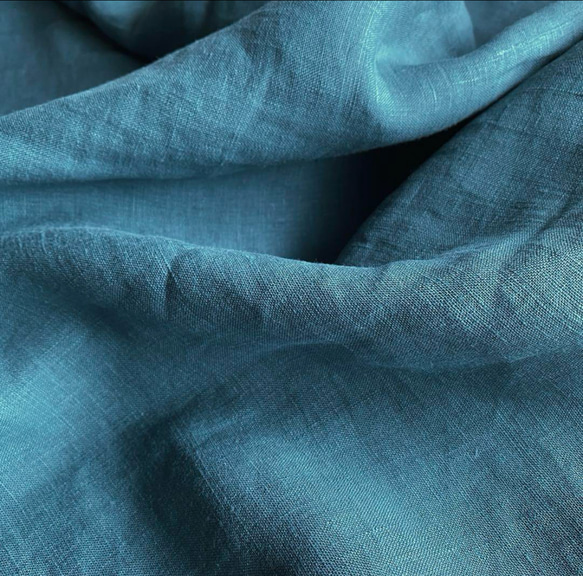 洗いざらしリネン生地 中薄 上質 アンティークブルー50cm〜 3枚目の画像