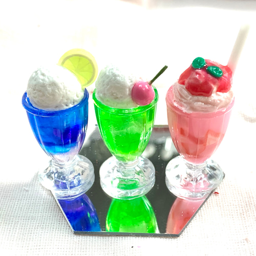 ☆ミニチュアクリームソーダ3個セット(受注生産) その他置物 おり姫 