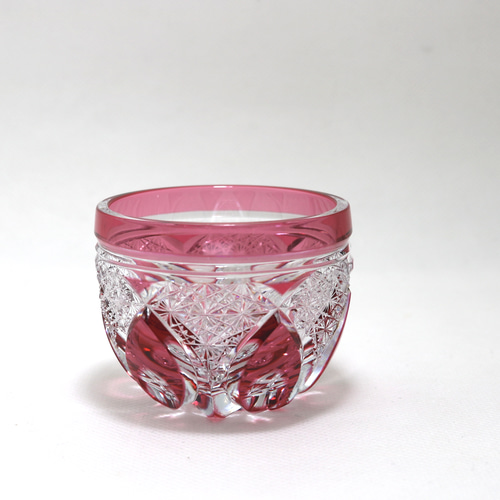 江戸切子 ぐいのみ 六華 金赤 木箱入り おちょこ・ぐい呑み・徳利 江戸