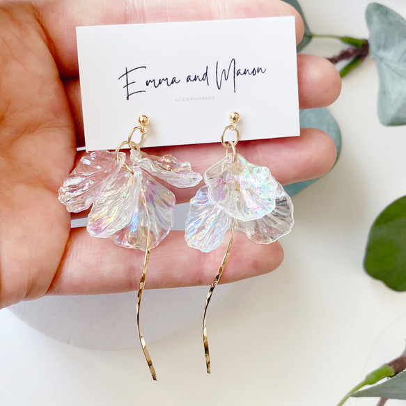 ピアス イヤリング プチハートとスティック そり返る ハンドメイド 