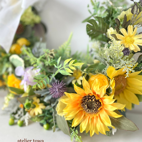 ひまわりのブーケとブートニアセット