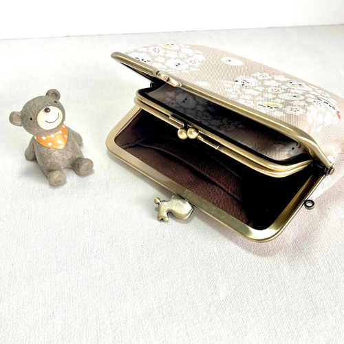 紫陽花（サークルフラワー）柄の親子がま口財布＊兎猫羊