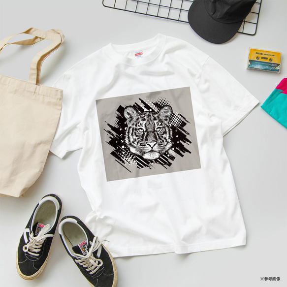 虎のアートTシャツ 12色 XS〜3XLサイズ 選べる生地・ビッグシルエット（グランジ） 5枚目の画像