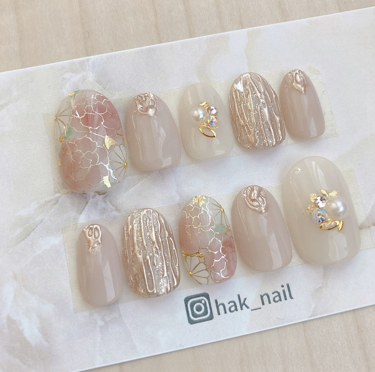 ◎no.001◎ ニュアンス べっ甲 ネイルチップ 結婚式 成人式 べっ甲 ニュアンス ネイルチップ 結婚式 ◎no.001◎ 成人式