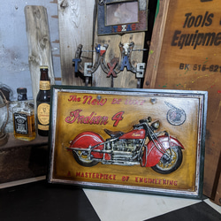 アメリカンな部屋/  アメリカンバイク インディアン/ アンティークボード Type-2/ フォー 1940年代モデル/ 1枚目の画像