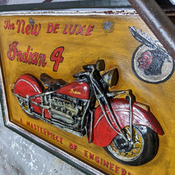 アメリカンな部屋/  アメリカンバイク インディアン/ アンティークボード Type-2/ フォー 1940年代モデル/ 3枚目の画像