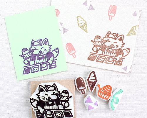 消しゴムはんこNo.246 ちびうさとアイスクリーム 消しゴムはんこNo.246 ちびうさとアイスクリーム