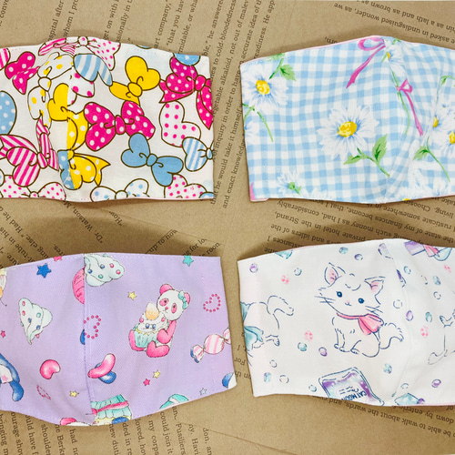 立体マスク子供用4枚セット 女の子マスク 可愛い柄で嬉しくなっちゃう  