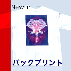 バックプリント 5.6オンス:ヘビーウエイトプリントTシャツ　elephants in flowers パープル　 4枚目の画像