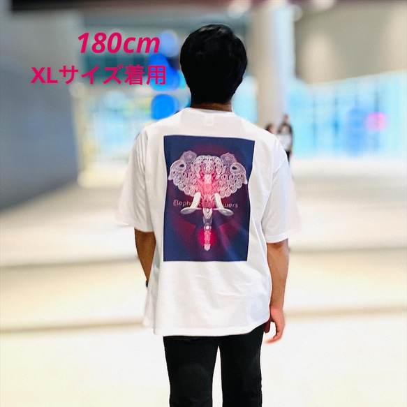 バックプリント 5.6オンス:ヘビーウエイトプリントTシャツ　elephants in flowers パープル　 10枚目の画像