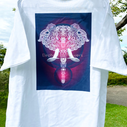 バックプリント 5.6オンス:ヘビーウエイトプリントTシャツ　elephants in flowers パープル　 9枚目の画像