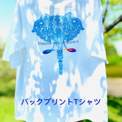 バックプリント 5.6オンス:ヘビーウエイトプリントTシャツ　elephants in rainbow 1枚目の画像