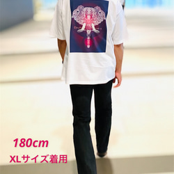 バックプリント 5.6オンス:ヘビーウエイトプリントTシャツ　elephants on leaf 9枚目の画像