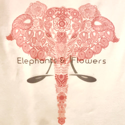 【M】5.6オンス:ヘビーウエイトプリントTシャツ　elephants and flowers 4枚目の画像