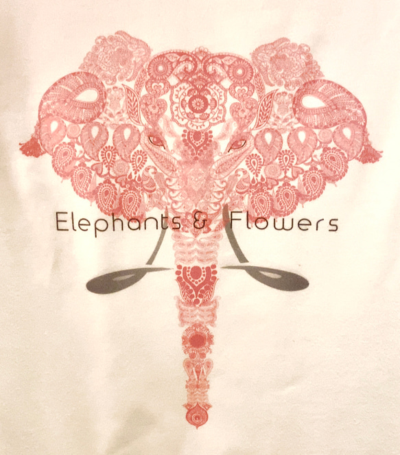 【M】5.6オンス:ヘビーウエイトプリントTシャツ　elephants and flowers 4枚目の画像