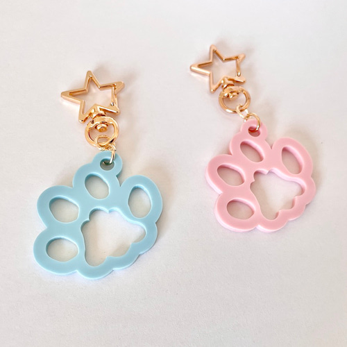 肉球フレームアクリルキーホルダー 星 猫 犬 キーリング NEKO+HOLIC