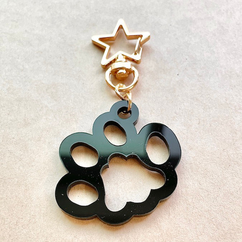 肉球フレームアクリルキーホルダー 星 猫 犬 キーリング NEKO+HOLIC